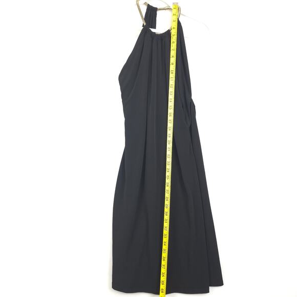 Calvin Klein Halter Dress Women 8 / 10 Black Gold Neck Accent Open Back Festive - Picture 4 of 15